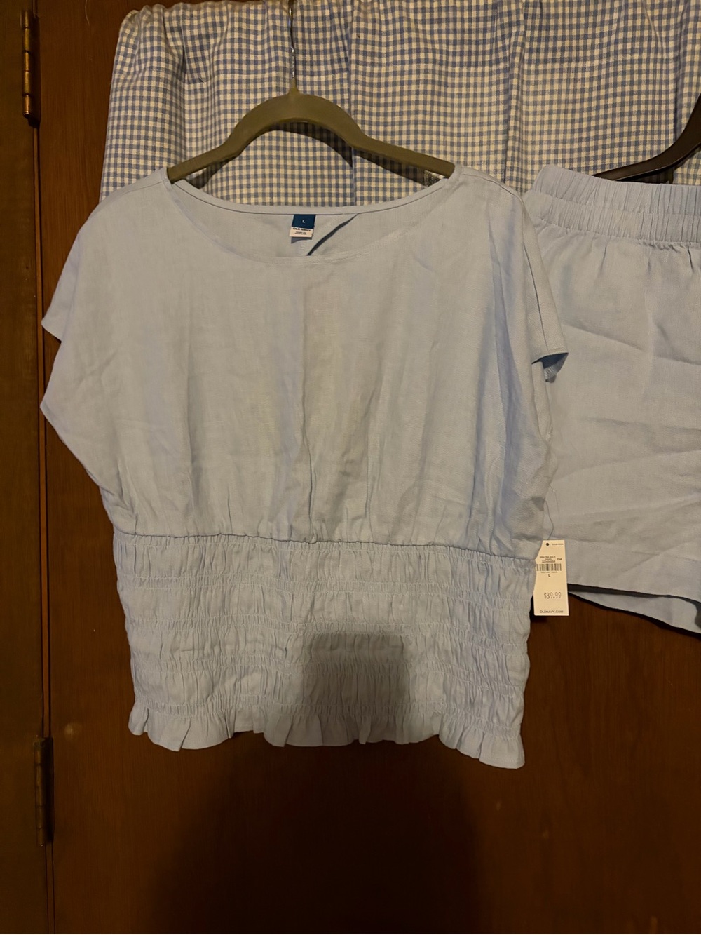 Old Navy Blue High-Waist Elastic Shorts with Matching Smocked Open Back Top - Picture 3 of 15